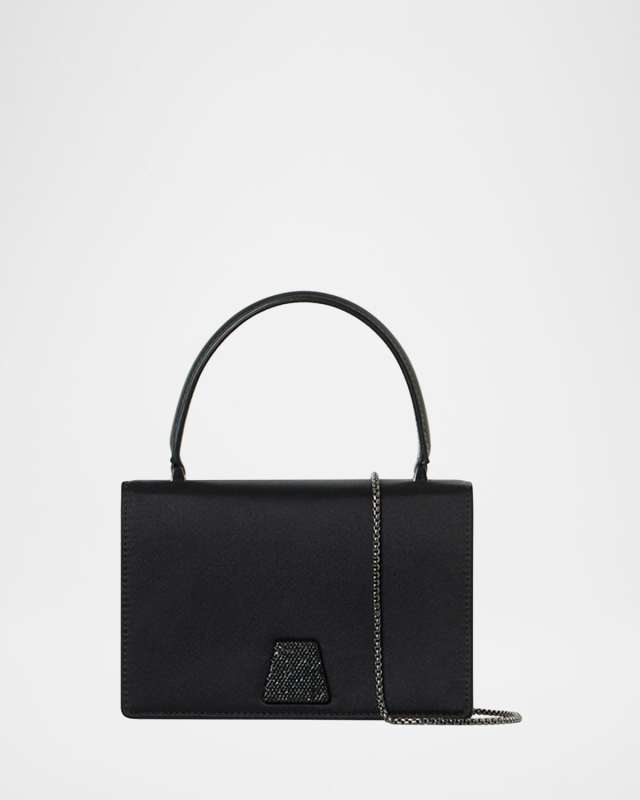 Alice Crystal Trapezoid Satin Micro Top-Handle Bag